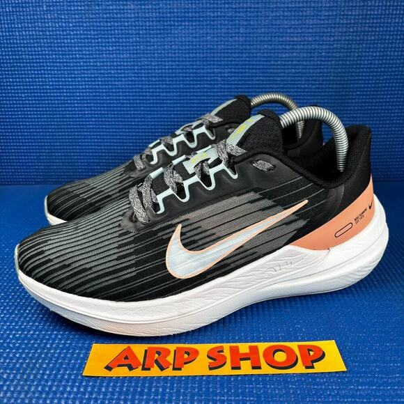 🔴 NIKE AIR WINFLO 9 Women`s Size 9 Black Grey Athletic Running Shoes DD8686-004 - Picture 1 of 8